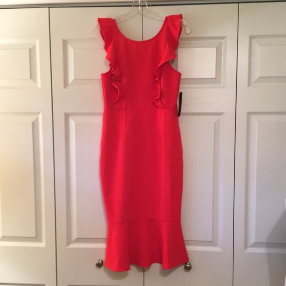 Lulu’s red/orange midi dress size XS NWT - Picture 5 of 10